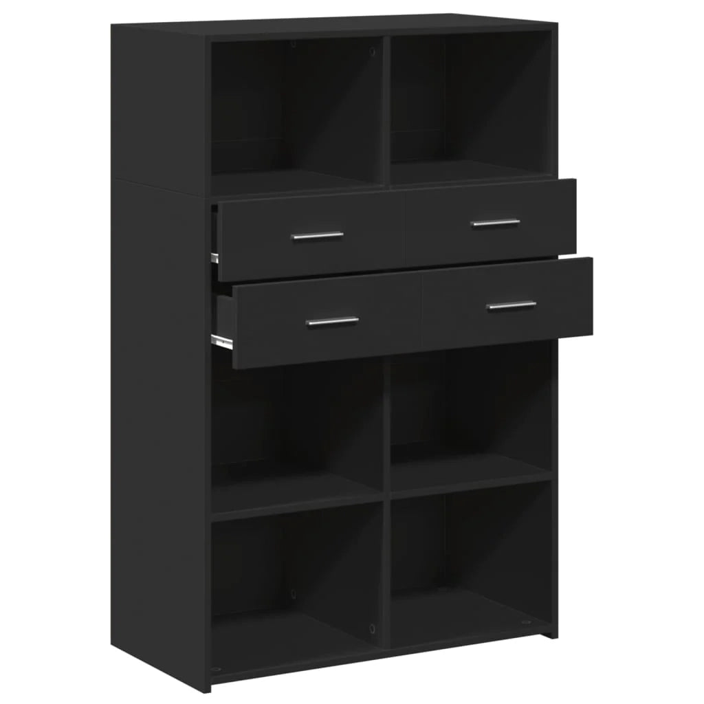 Buffet credenza cassettiera mobiletto mobile contenitore organizer per cucina soggiorno salotto alto 80 x 42,5 x 124 cm legno ingegnerizzato nero 02_0035133