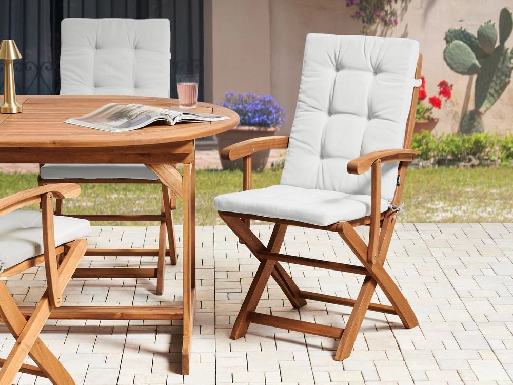 Set di 2 cuscini per sedute e schienale da esterno con lacci bianco stile elegante giardino