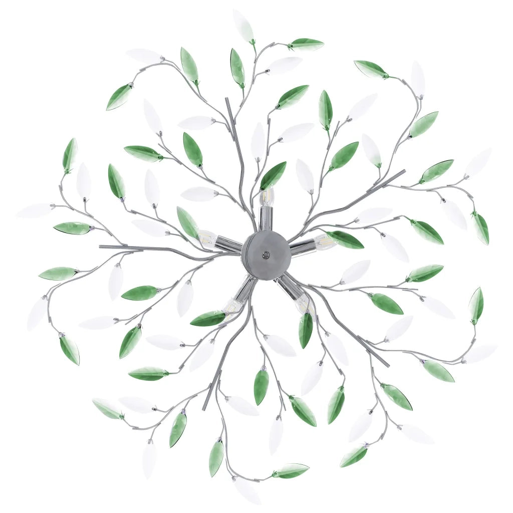 Lampadario Foglie e Bracci in Cristallo Acrilico 5 E14 Verde CFW8100930