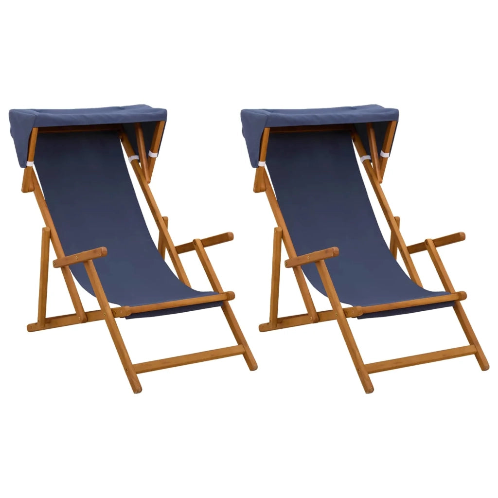 Lettino 2 pcs 3 Posizione Legno di Eucalipto Massello Blu 3407808
