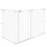 Cancelletto per Cani Taglia Media a 3 Pannelli con Doppio Sistema di Blocco, 206x90cm, Bianco
