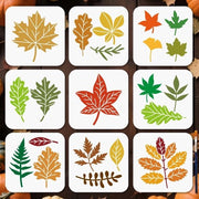 Schede per pittura Herbstblätter 9 pezzi - Riciclabile - Schede per pittura - 15 x 15 cm - Plastica - Inclusa spazzola - Schede per pittura per acquerello