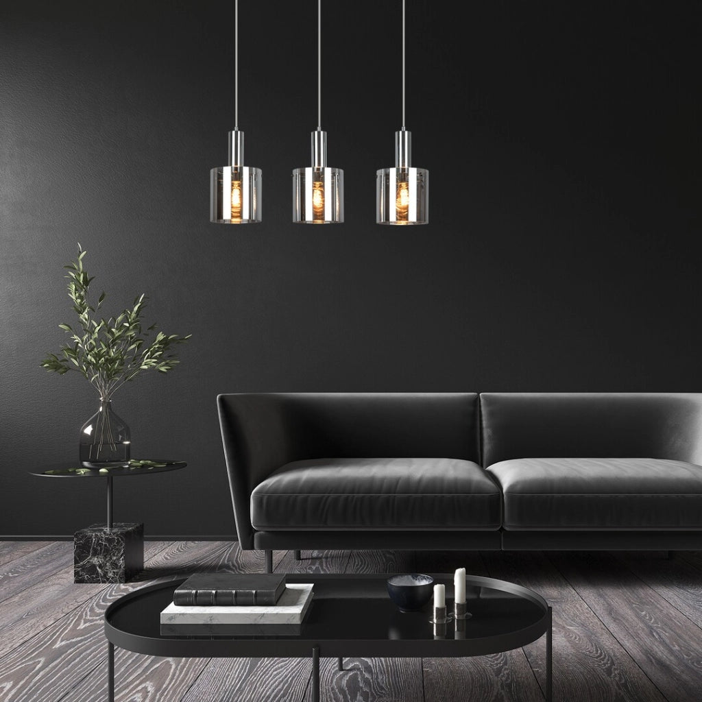 Lampada a sospensione Rabalux Donati 3xE27 cromo 120cm