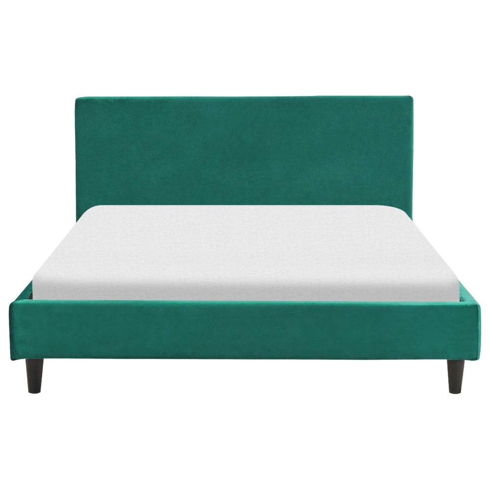 Letto matrimoniale in tessuto verde scuro con rete a doghe 140 x 200 cm stile contemporaneo