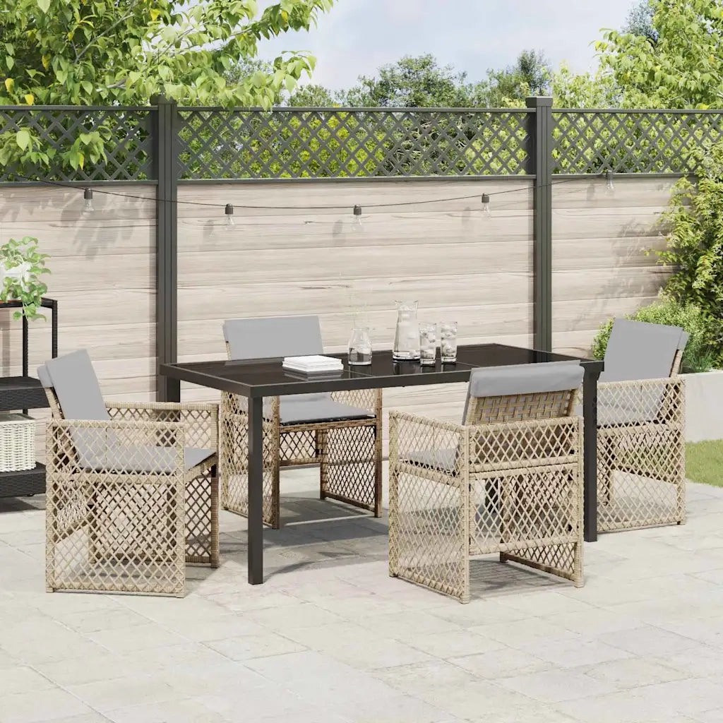 Set da Pranzo per Giardino 5 pz | Set Salotto da Giardino Beige polyrattan