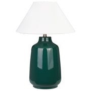 Lampada da tavolo Base ceramica verde scuro Paralume in tessuto Illuminazione d'ambiente Lampada da tavolo da comodino