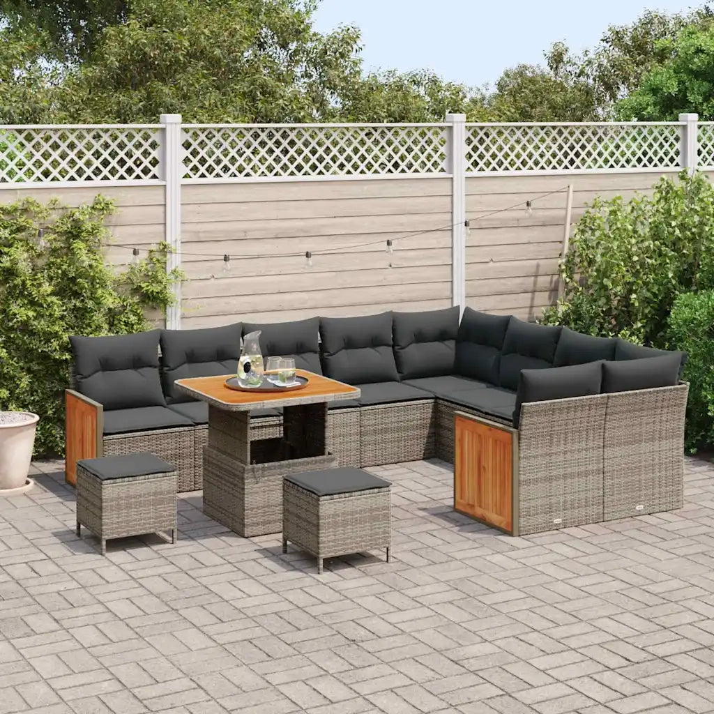Set Divano da Giardino con cuscino 13 pcs Grigio polyrattan 3365293