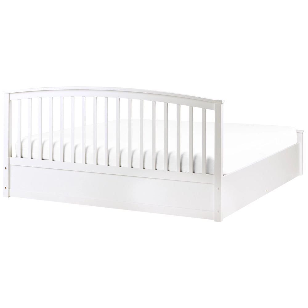 Letto matrimoniale in legno di pino con contenitore bianco con rete sollevabile 180 x 200 cm