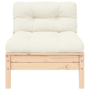 Divano Centrale da Giardino con Cuscini-Sofa Modulare-Divanetto da esterno Crema Massello di Pino 452204