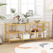 Mobile TV, Mobile per Tv fino a 65 Pollici, Supporto per TV con 5 Piani Aperti, con Struttura in Metallo e Piani in Vetro Temperato, Ideale per Soggiorno e Camera da Letto, 147 x 40 x 62 cm