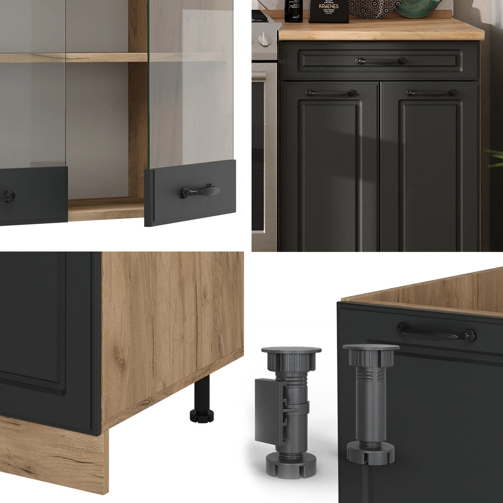 Vicco Cucina componibile Antracite casa di campagna/rovere dorato 200 cm , PL Marmo