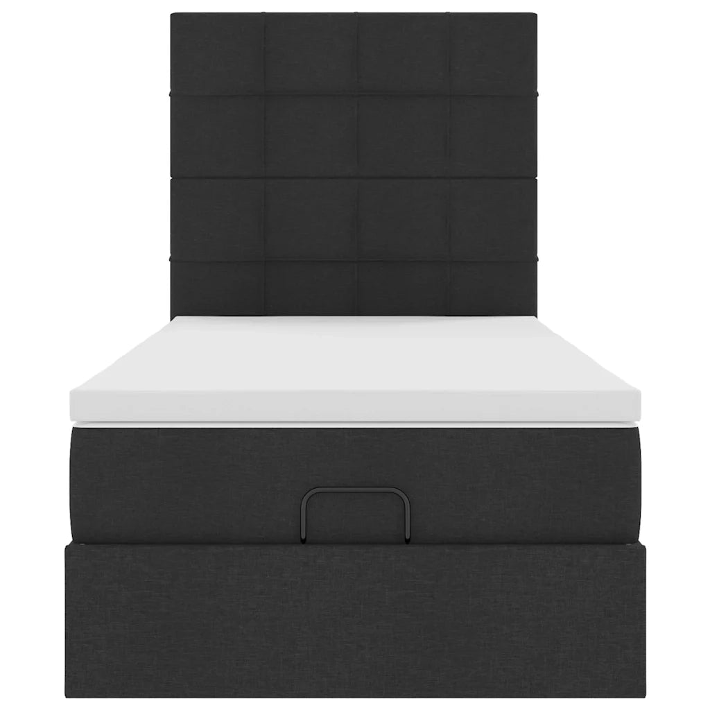 Struttura Letto Pouf con Materasso Nero 90x190 cm in Tessuto 3313121