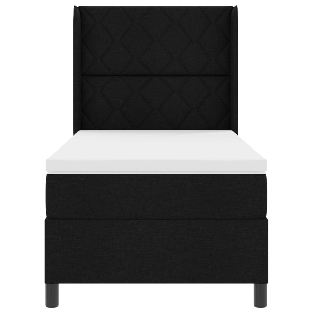 Letto a Molle con Materasso e LED Nero 100x200 cm Tessuto