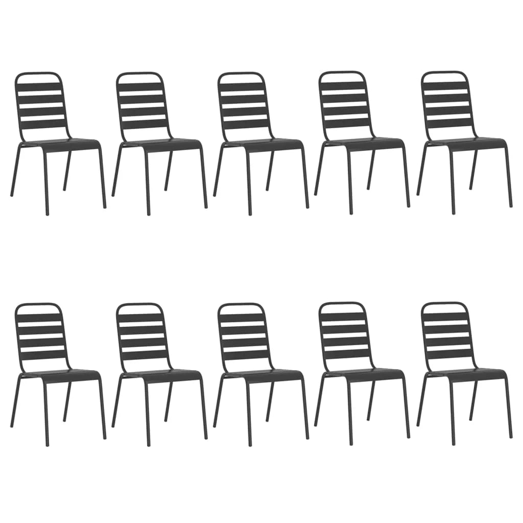 Set da pranzo da giardino per esterni in acciaio antracite da 11 pezzi 02_0013570