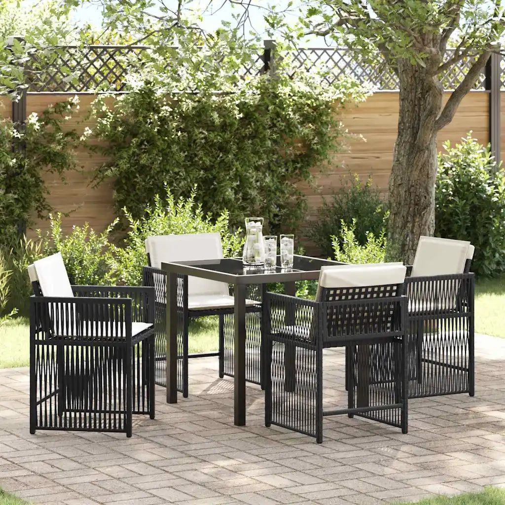 Set da Pranzo per Giardino 5 pcs Nero polyrattan 3380769