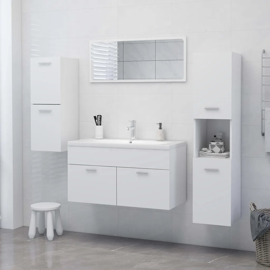 Armadio da Bagno Bianco 30x30x80 cm in Legno Multistrato 804988