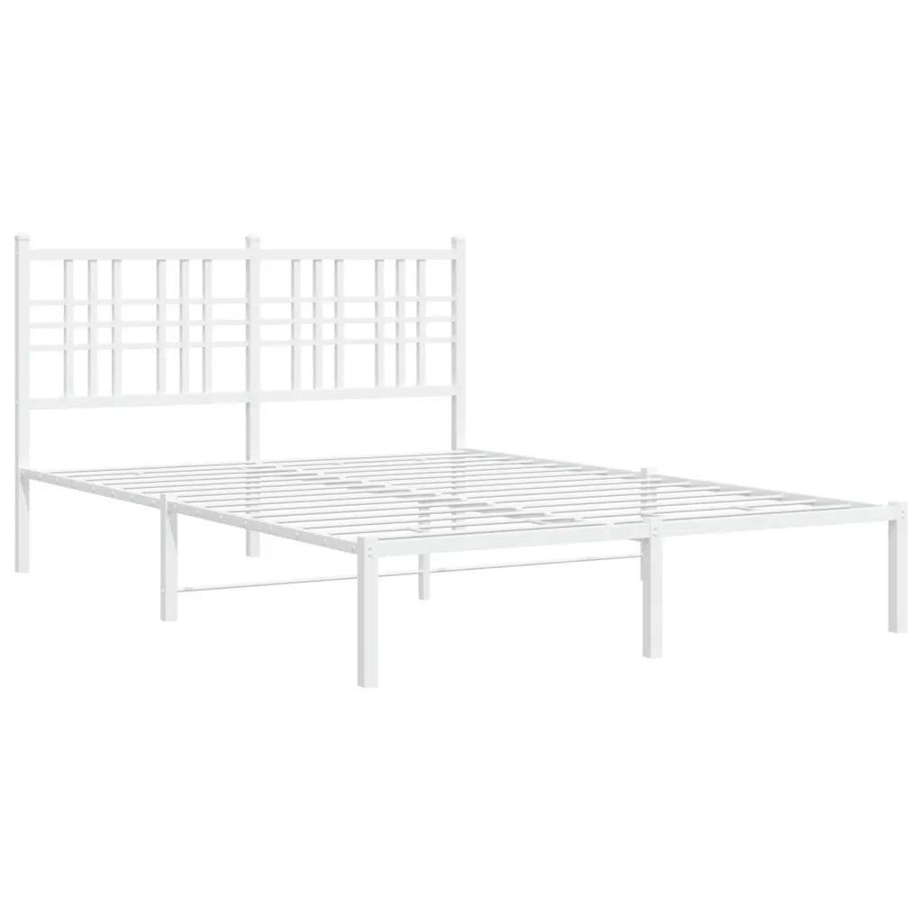 Giroletto con Testiera-Struttura Letto con testiera Metallo Bianco 140x200 cm 161405
