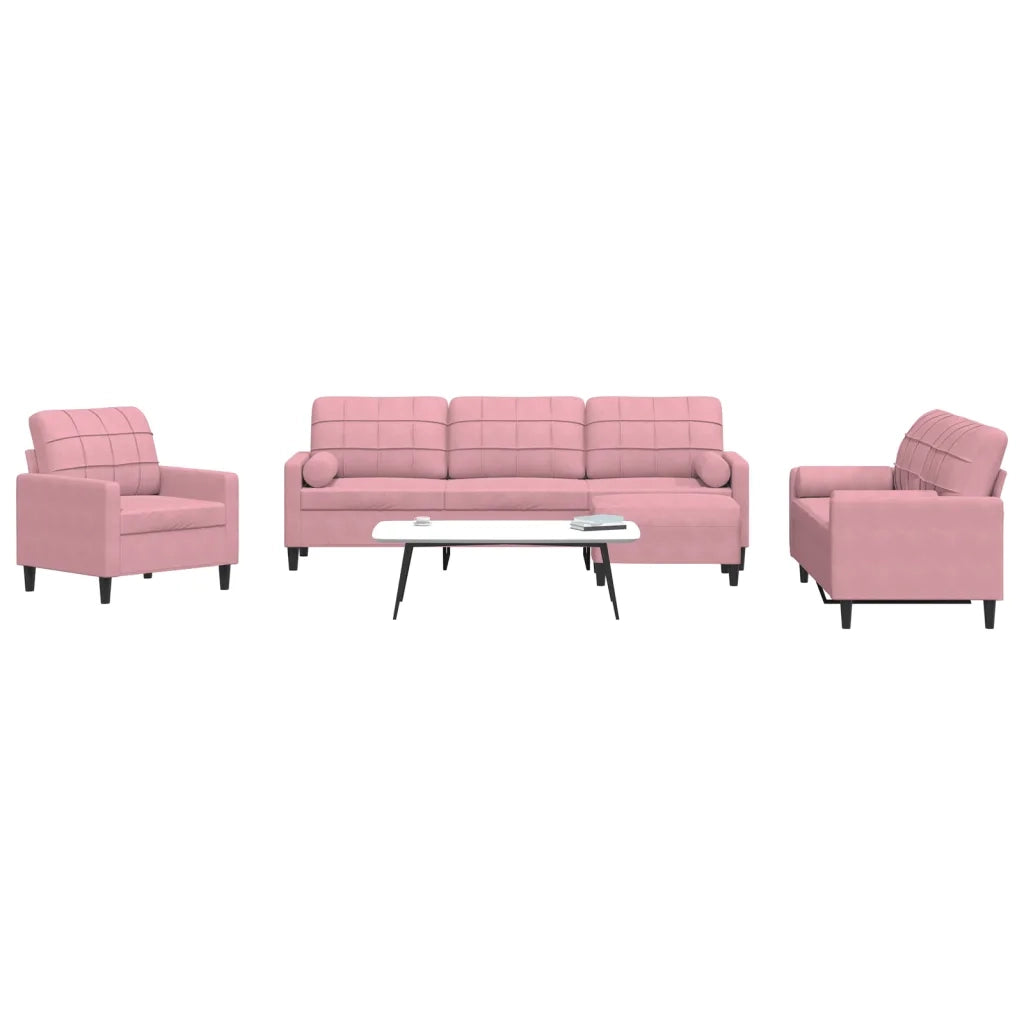 vidaXL Set di Divani 4 pz con Cuscini e Rinforzi rosa in Velluto