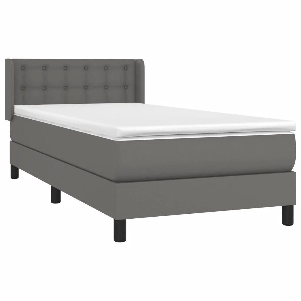 Giroletto a Molle con Materasso Grigio 100x200 cm in Similpelle