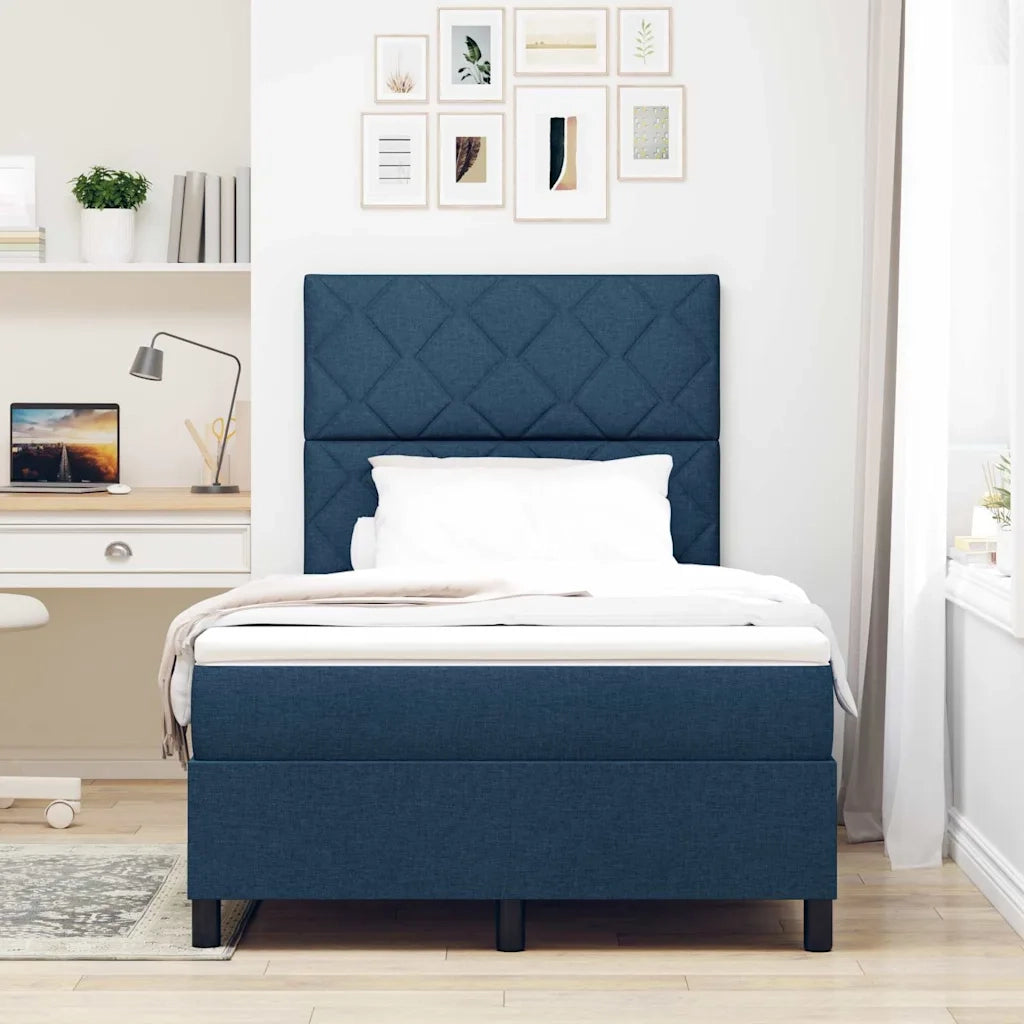 Letto a molle con materasso con led Blu 120 x 190 cm Tessuto