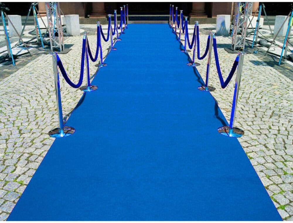 Passatoia Moquette Blu 200x900 Cm Antiscivolo Cerimonia Evento Fiera Corridoio Negozio Marciapiede