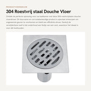 Drenaggio per doccia in acciaio inossidabile - Drenaggio per doccia con presa capelli - Drenaggio per pavimento 10 x 10 cm - Filtro rimovibile - Resistente alla corrosione - Antigeolocchia - Drenaggio per pavimento