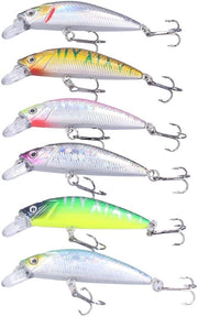 Set di Lancio a Manovella 6 pezzi - Finto Pesce Sogliola - Finto Pesce Rondine - Finto Pesce Barbo - Lanciatori a Vela Minnow - Trappola a Doppio Gancio