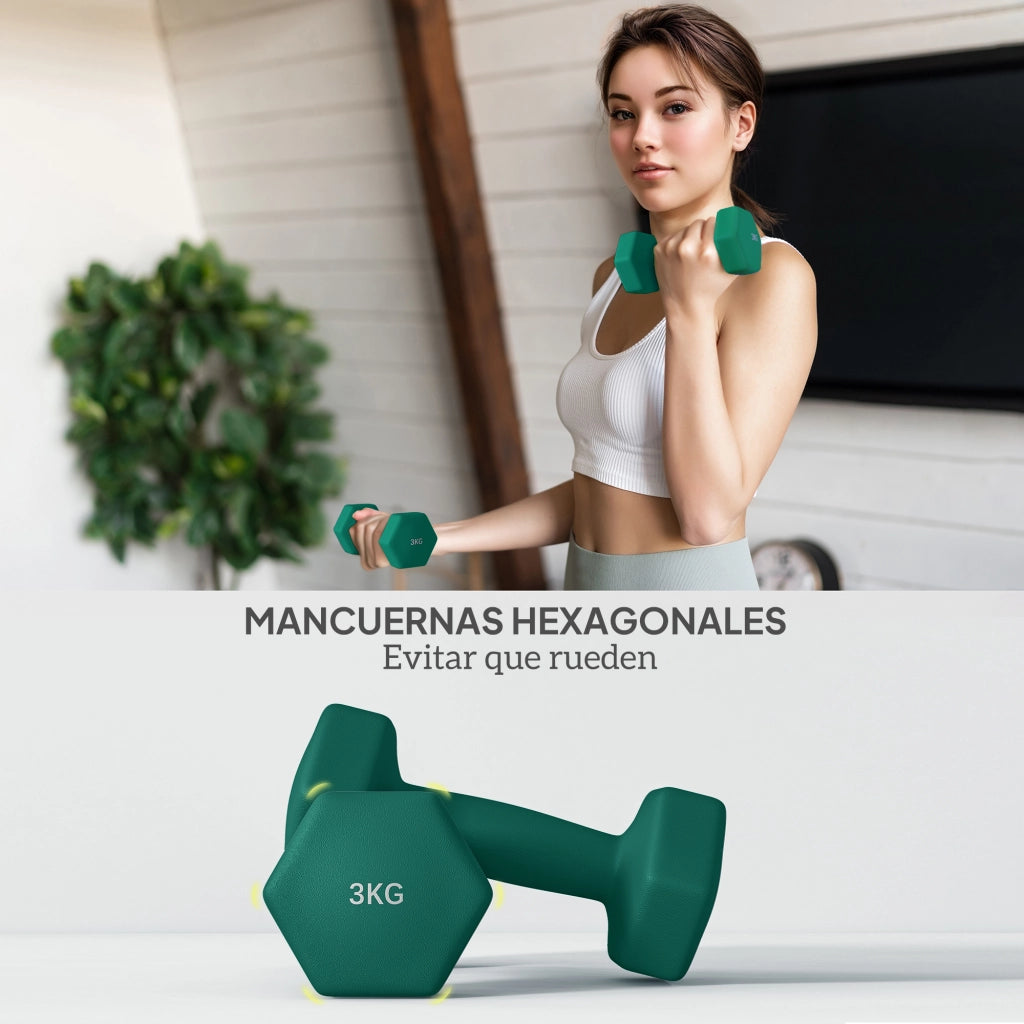 Set di manubri 2x1kg 2x2kg 2x3kg con supporto ¨C zephmum ¨C multicolore