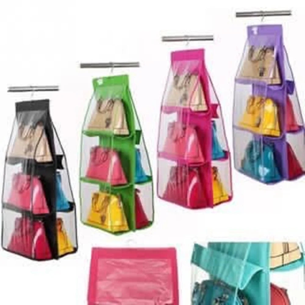 Trade Shop - Organizzatore Porta Appendi Salvaspazio Borse 6 Posti Pvc Da Armadio Espositore -