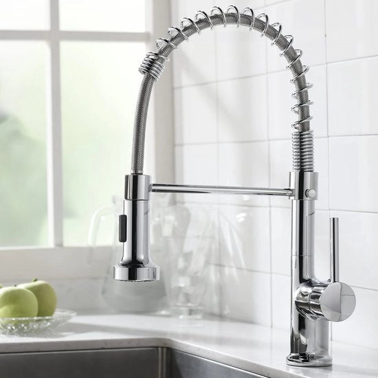 Kraan keukenmengkranen keukenkraan con doccia e rubinetto per lavabo spirale in acciaio inox