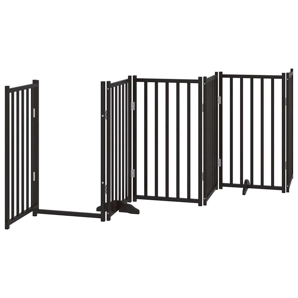 Cancelletto di sicurezza per cani e animali domestici con porta a 6 pannelli in legno massello di abete nero 02_0023331