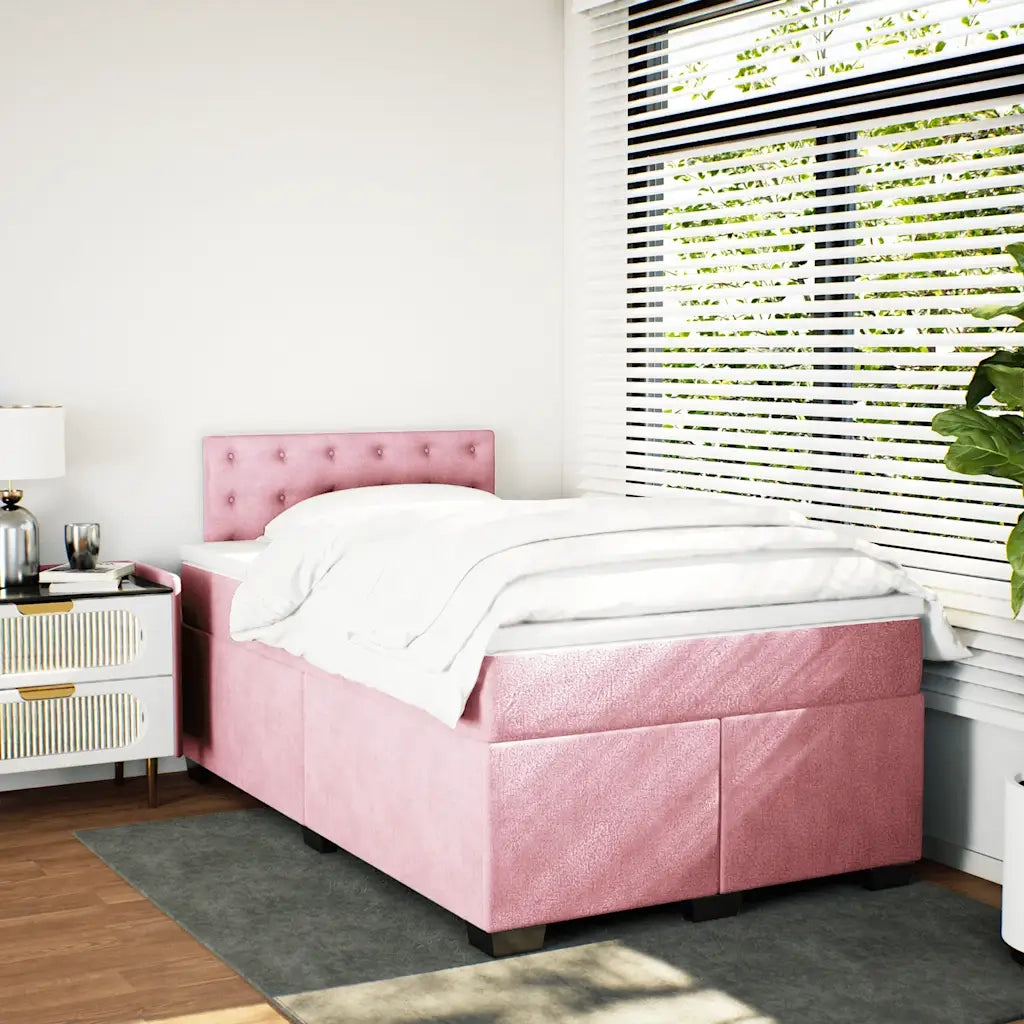 Giroletto a Molle con Materasso Rosa 120x190 cm in Velluto
