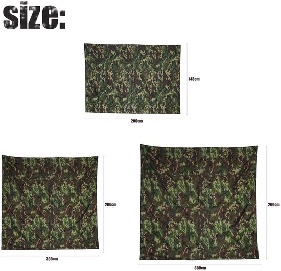 Tela Acquaparante Camuffata - Parete di Tenda - Sacco da Terra Leggibile - Ombrello Leggero - 2 x 2 m - Tessuto Nylon di Alta Qualità
