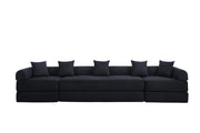 Divano modulare con tasca laterale; trasformabile in letto; per soggiorno; in velluto a coste nero; 270 Ã— 180 Ã— 64 cm