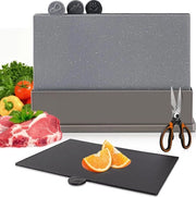 Set di 4 Snijplank con Stand, 33,5 x 26 cm, Piastra da Cucina per Frutta, Verdura, Carne, Pesce, Resistente al Lavastoviglie, BPA- libero, con 1 Paletta.