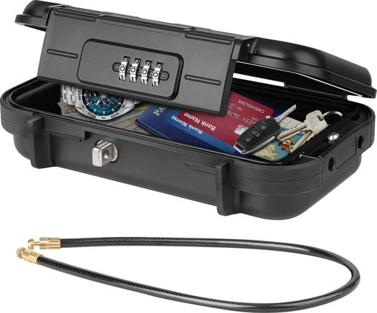 Cassaforte portatile con codice, combinazione, mini cassaforte anti-furto acqua resistente con cavo rimovibile, cassaforte di sicurezza per uso domestico, ufficio, hotel, auto, viaggi.