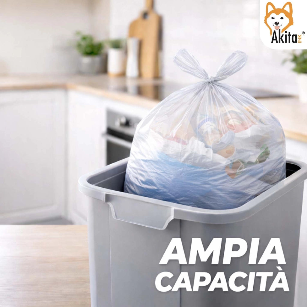 Akitaink Sacchi Spazzatura 40x55 Trasparenti 180 Pz