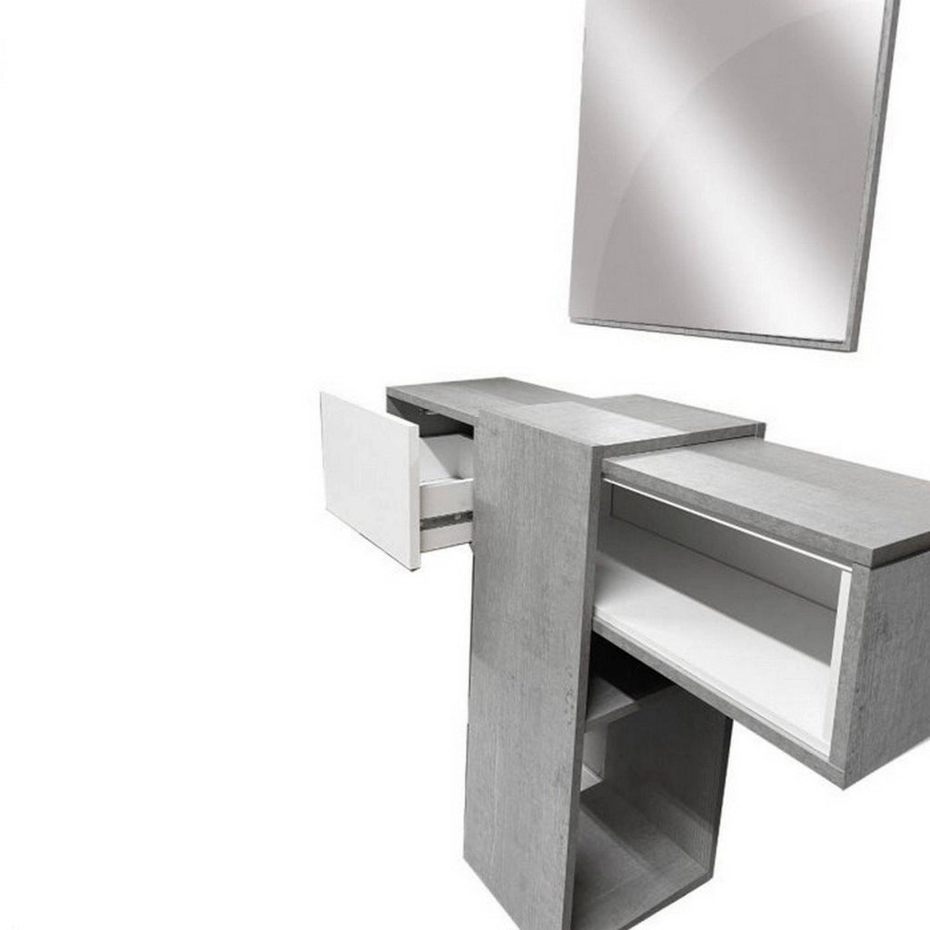 Limbadi, Mobile da Ingresso Specchio Incluso, 100x31x75h cm Grigio Cemento