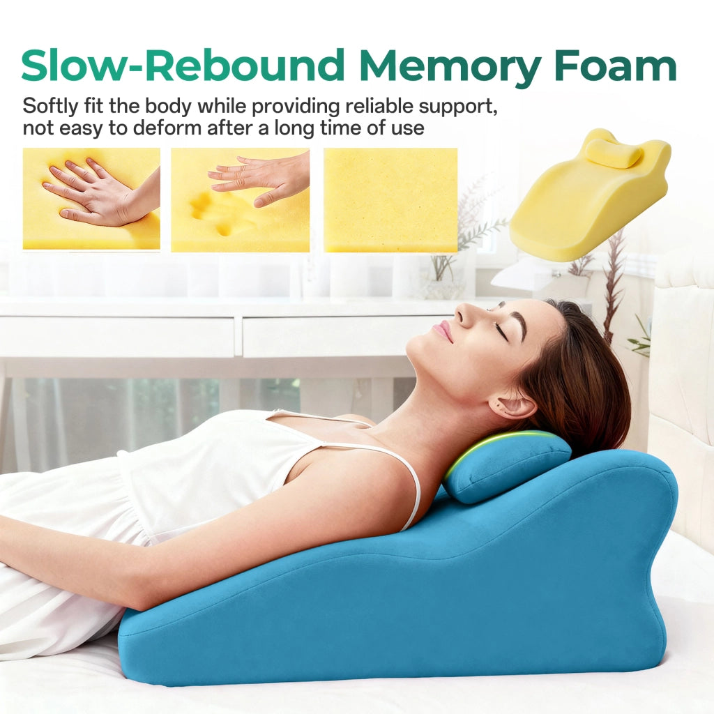 Cuscino a cuneo ergonomico ¨C Minimal ¨C blu, memory foam, supporto schiena