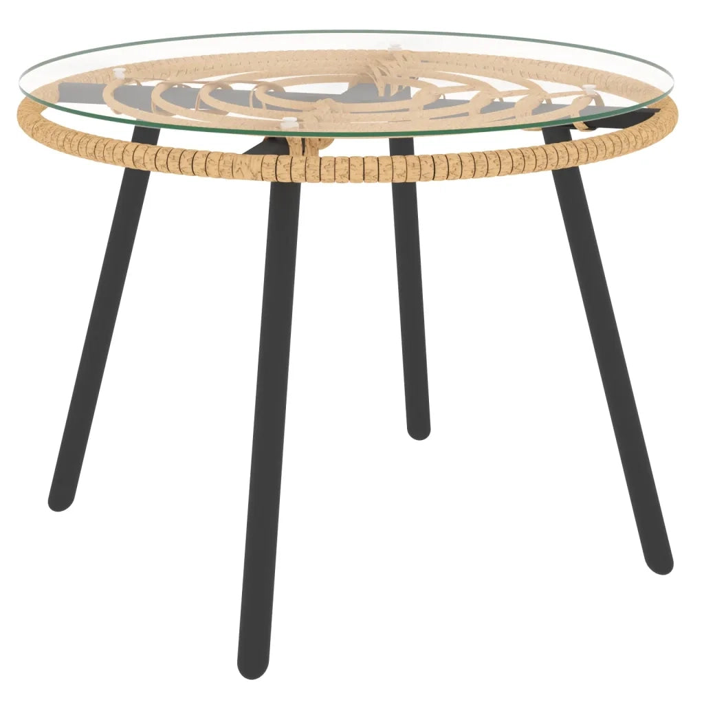 Set Salotto da Giardino 3 pz | Set di Mobili da Esterno con Cuscini Beige in Polyrattan