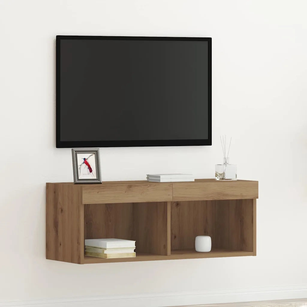 Set mobile TV con led rovere artigianale 80 x 30 x 30 cm 862202