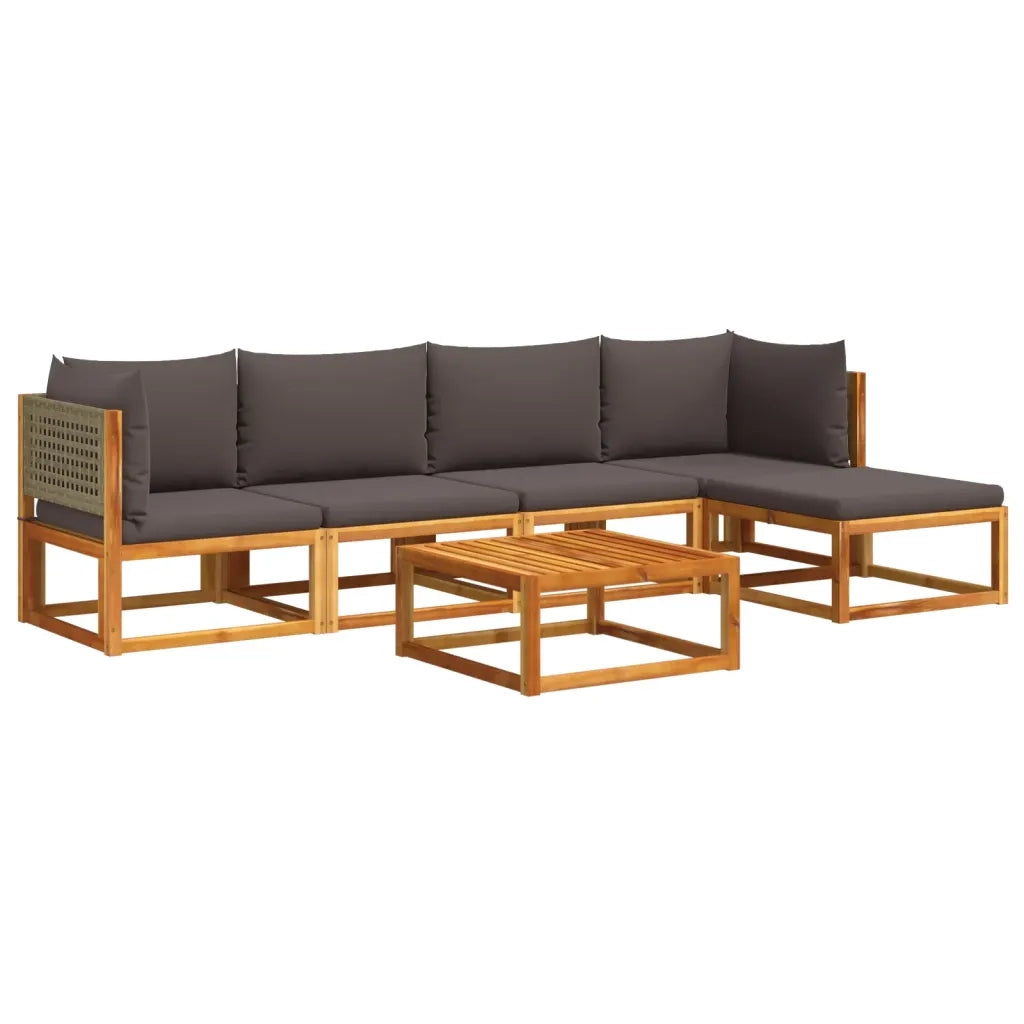 Set di divani da giardino 6 pezzi con cuscini in legno di acacia e rattan
