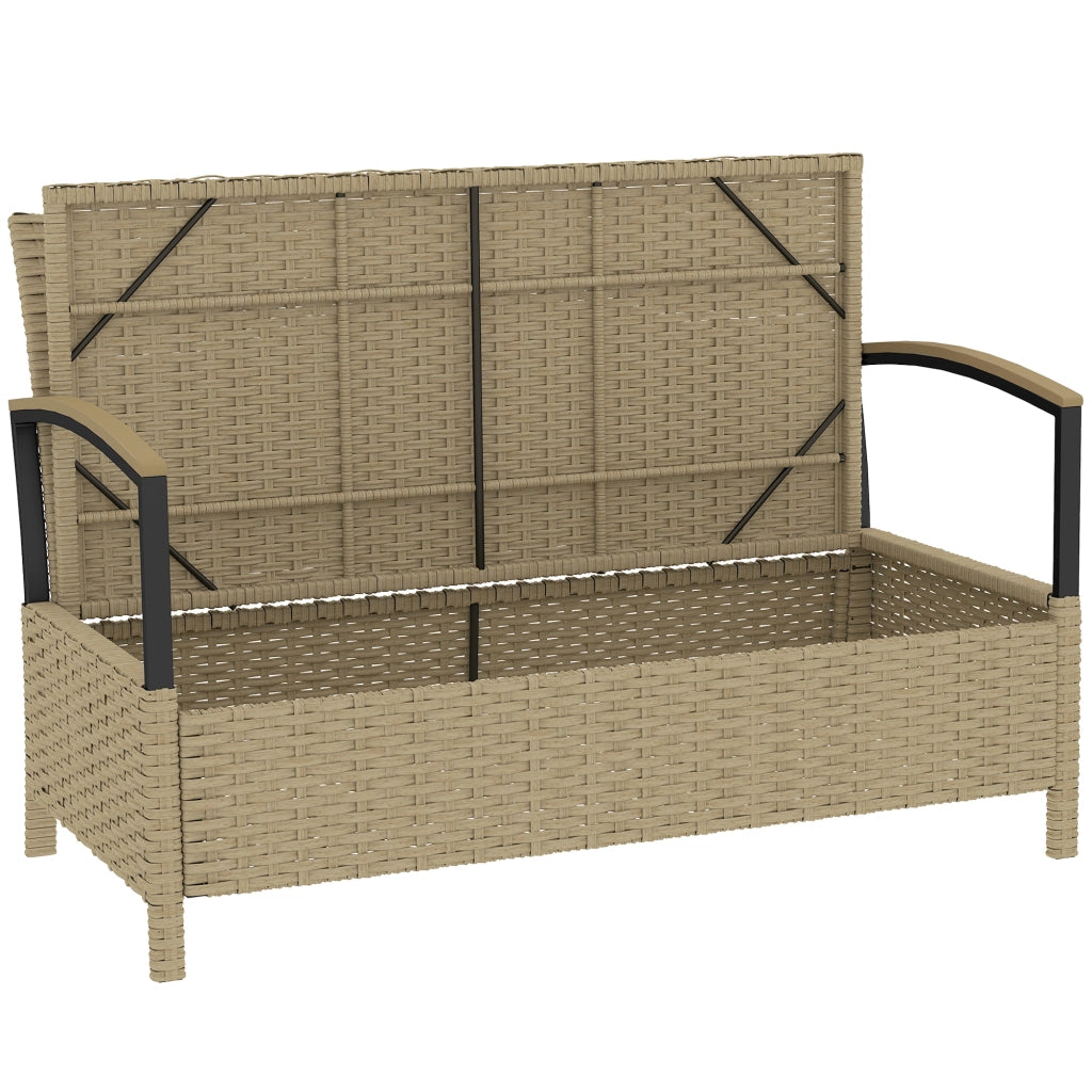 Panca Contenitore 125L con Cuscino Imbottito, in Metallo, 123x70x82 cm, Cachi