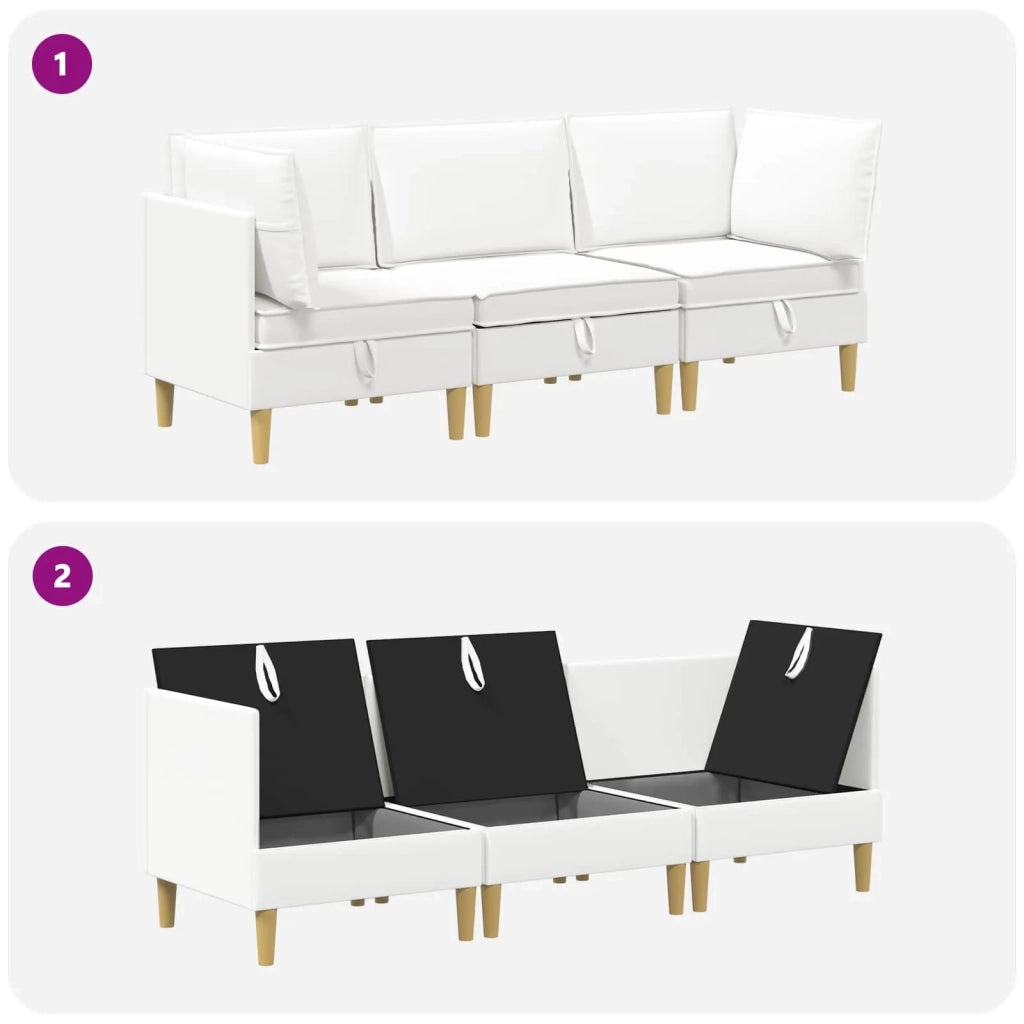 Set di mobili per il soggiorno con cuscino 3 pcs Bianco Tessuto 3413718