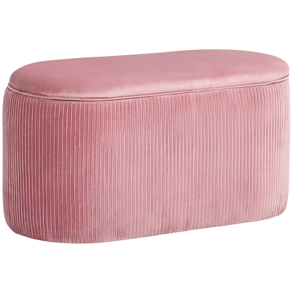 Panca contenitore rosa in stile rétro con rivestimento effetto velluto, 81 x 40 x 41 cm