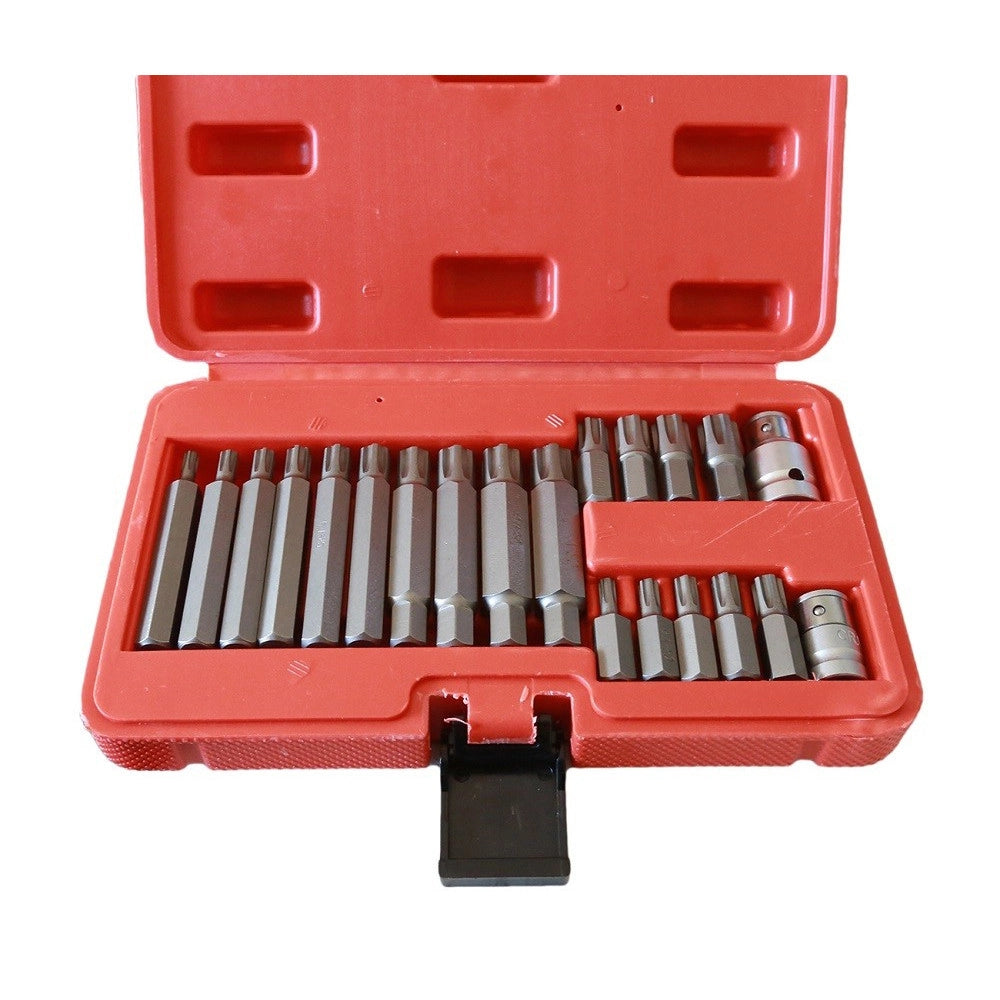 Trade Shop - Kit Inserti Chiavi Bussole Chiavi Torx Set 21 Pz Hex 1/2" 3/8" Professionale -