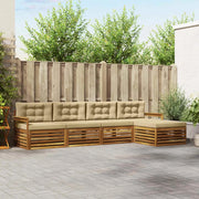 Set di divani da esterno con cuscino 5 pcs Naturale e Beige 3373288