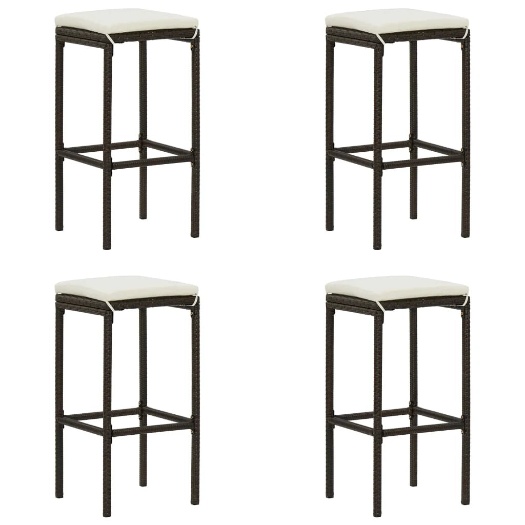 Set da bar da giardino 5 pezzi e cuscini in resina intrecciata marrone 02_0014503