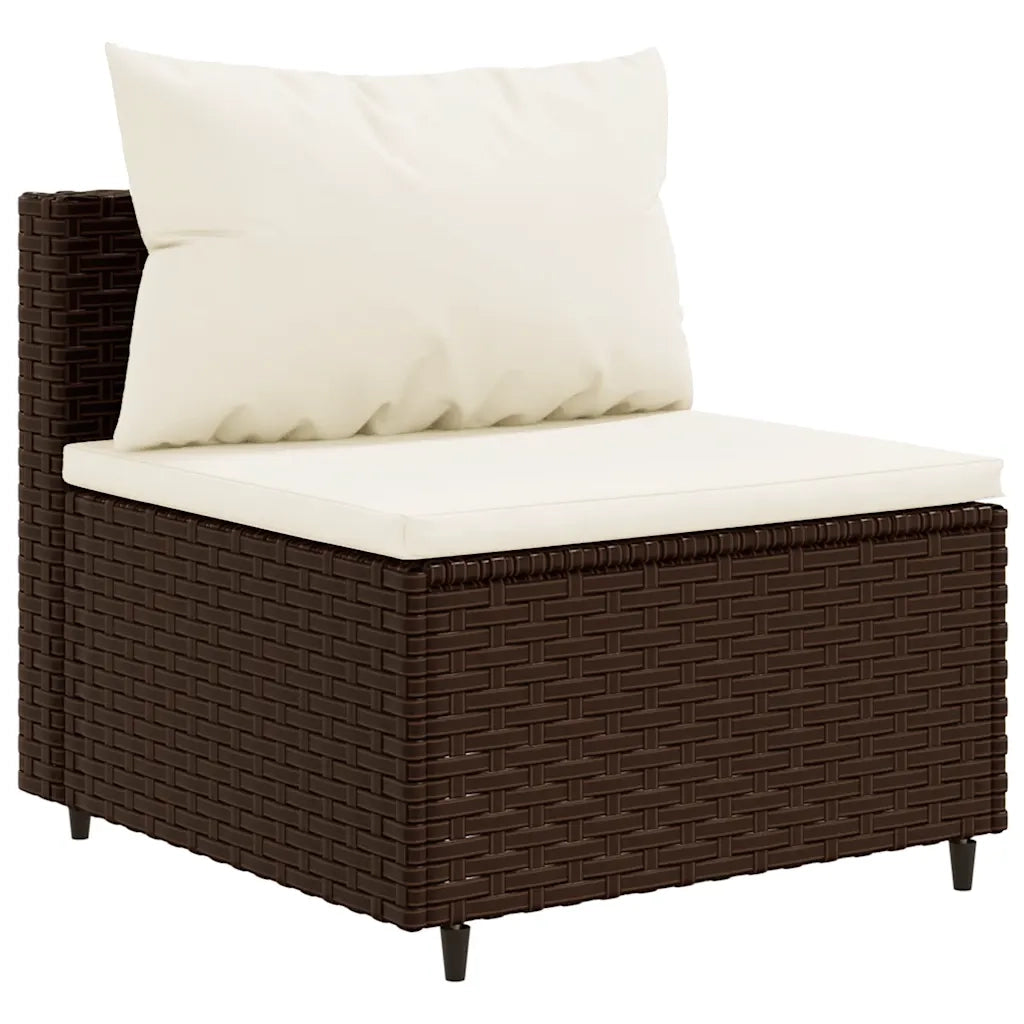 Set Mobili da Giardino 6pz con Cuscini in Polyrattan Marrone