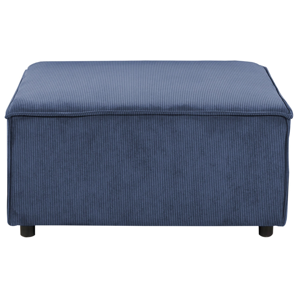 Ottomana imbottita in velluto a coste Blu scuro gambe nere Stile moderno